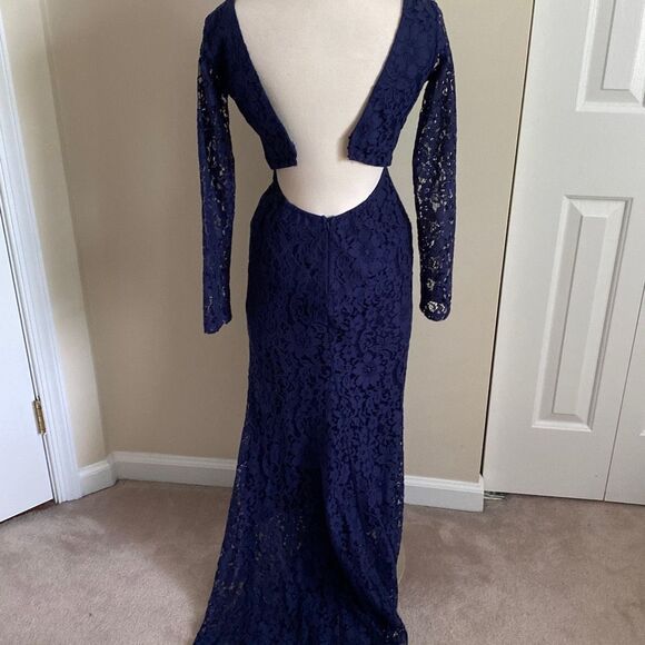 Lulus Natural Beauty Navy Blue Lace Long Sleeve Maxi Dress Size XS - Picture 7 of 13